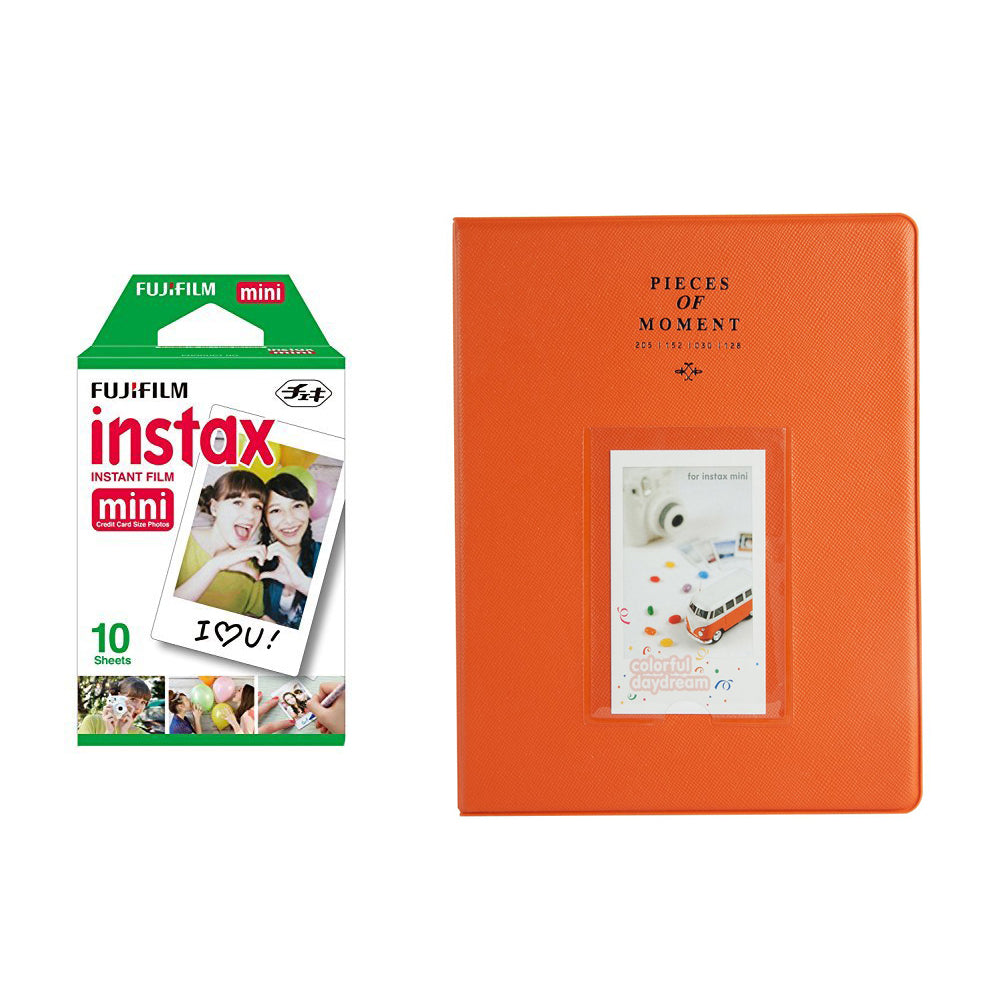 Fujifilm Instax Mini 10X1 Sheets Instant Film with 128-sheet Album for mini film (Orange)