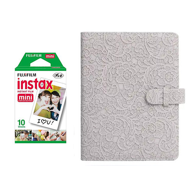 Fujifilm Instax Mini 10X1 Sheets Instant Film with 128-sheet Album for mini film (Purple Lace)