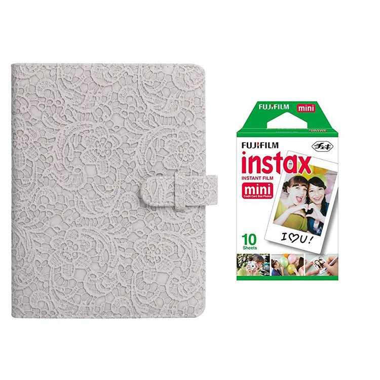 Fujifilm Instax Mini 10X1 Sheets Instant Film with 128-sheet Album for mini film (Purple Lace)