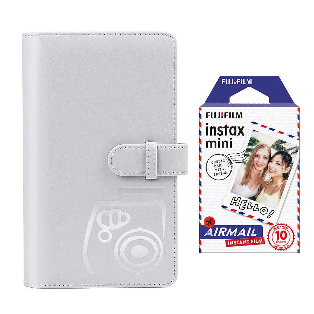 Fujifilm Instax Mini 10X1 airmail Instant Film with 96-sheet Album for mini film Smoky white