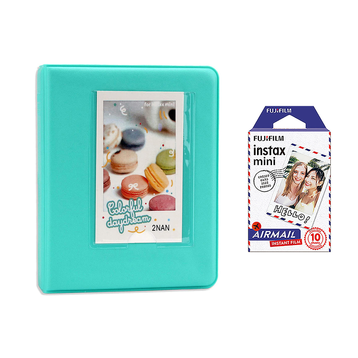 Fujifilm Instax Mini 10X1 airmail Instant Film with Instax Time Photo Album 64 Sheets Mint Green