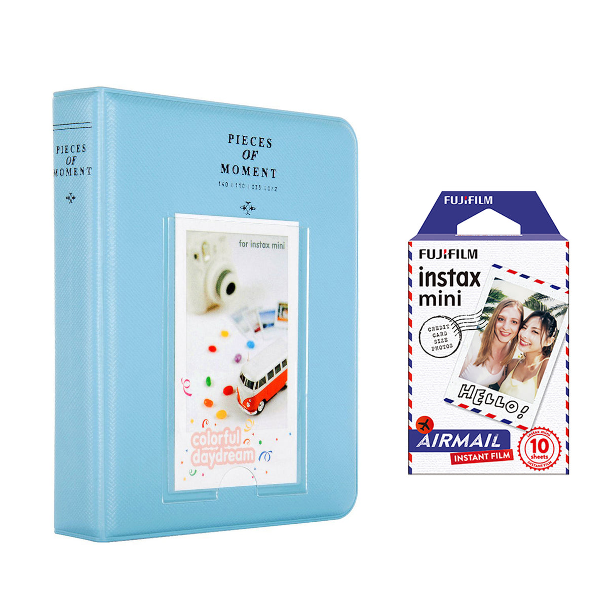 Fujifilm Instax Mini 10X1 airmail Instant Film with Instax Time Photo Album 64 Sheets sky blue