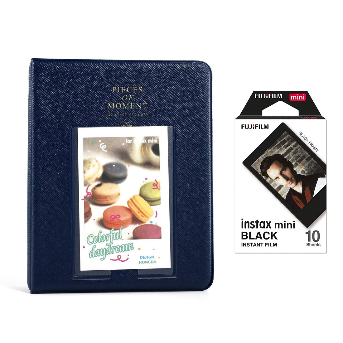 Fujifilm Instax Mini 10X1 black border Instant Film with Instax Time Photo Album 64 Sheets Navy blue