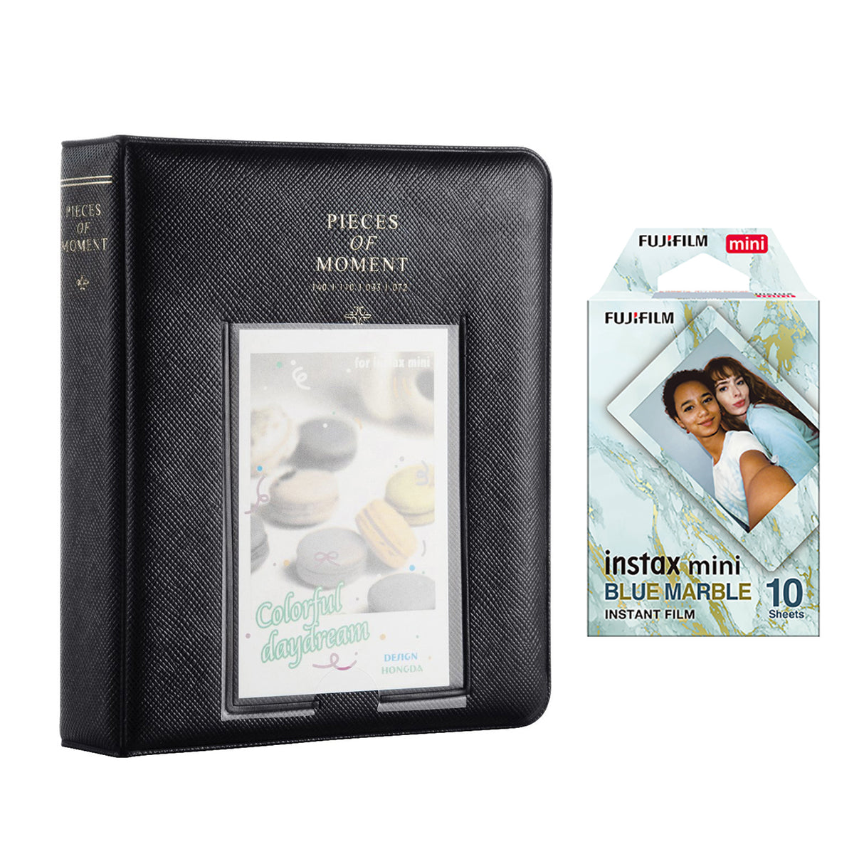 Fujifilm Instax Mini 10X1 blue marble Instant Film with Instax Time Photo Album 64 Sheets Charcoal grey