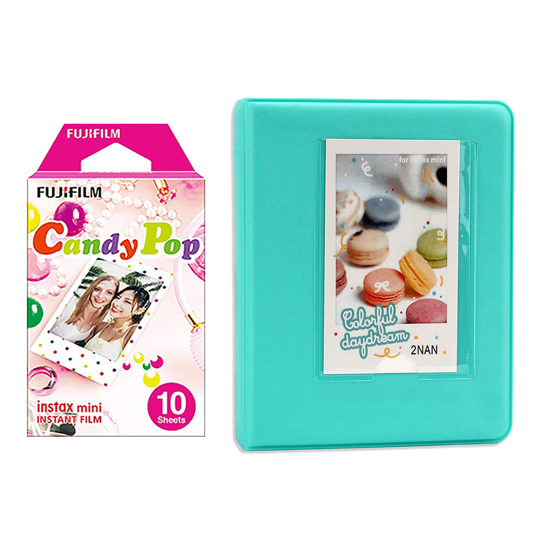 Fujifilm Instax Mini 10X1 candy pop Instant Film with Instax Time Photo Album 64 Sheets Mint Green