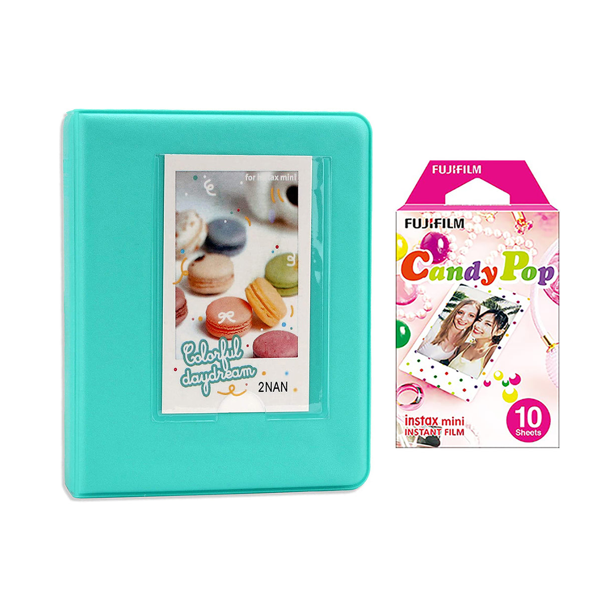 Fujifilm Instax Mini 10X1 candy pop Instant Film with Instax Time Photo Album 64 Sheets Mint Green