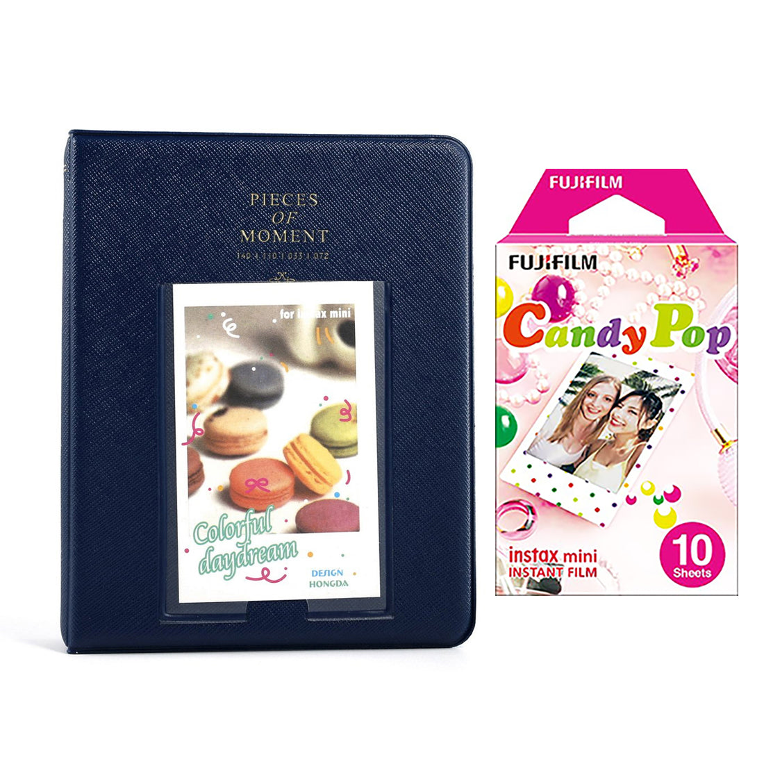 Fujifilm Instax Mini 10X1 candy pop Instant Film with Instax Time Photo Album 64 Sheets Navy blue