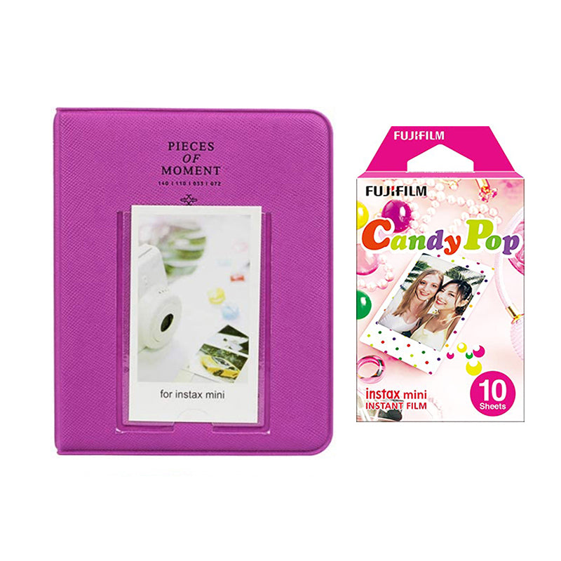 Fujifilm Instax Mini 10X1 candy pop Instant Film with Instax Time Photo Album 64 Sheets Grape purple