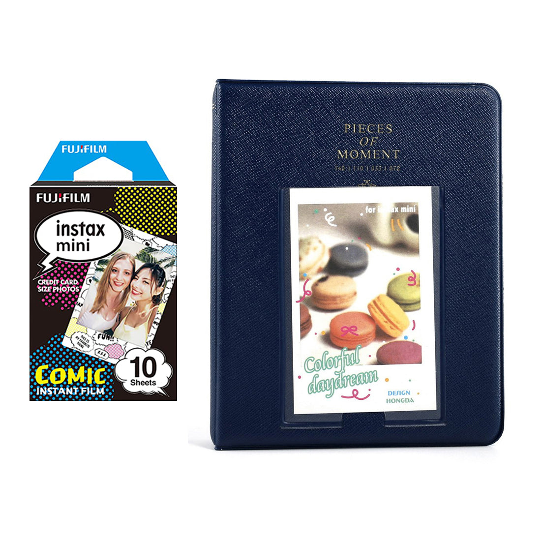 Fujifilm Instax Mini 10X1 comic Instant Film with Instax Time Photo Album 64 Sheets Navy blue
