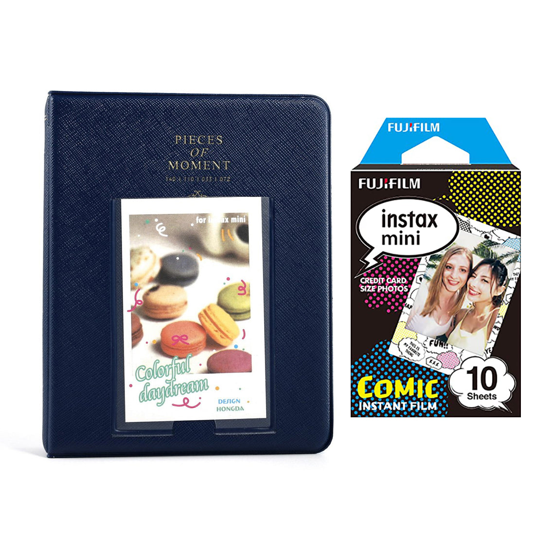 Fujifilm Instax Mini 10X1 comic Instant Film with Instax Time Photo Album 64 Sheets Navy blue