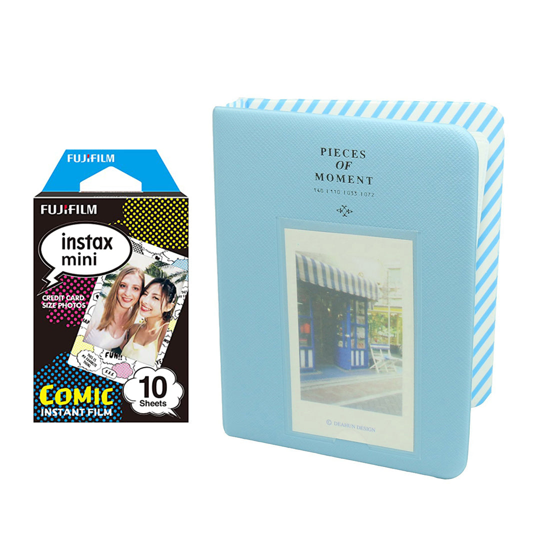 Fujifilm Instax Mini 10X1 comic Instant Film with Instax Time Photo Album 64 Sheets Water Blue