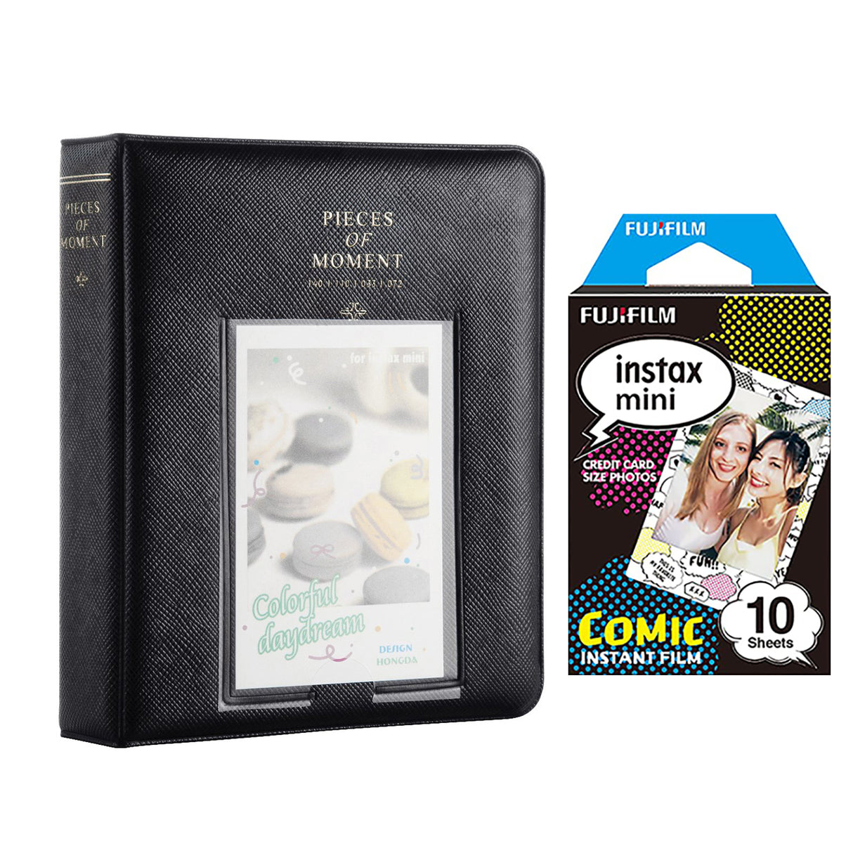Fujifilm Instax Mini 10X1 comic Instant Film with Instax Time Photo Album 64 Sheets Charcoal grey