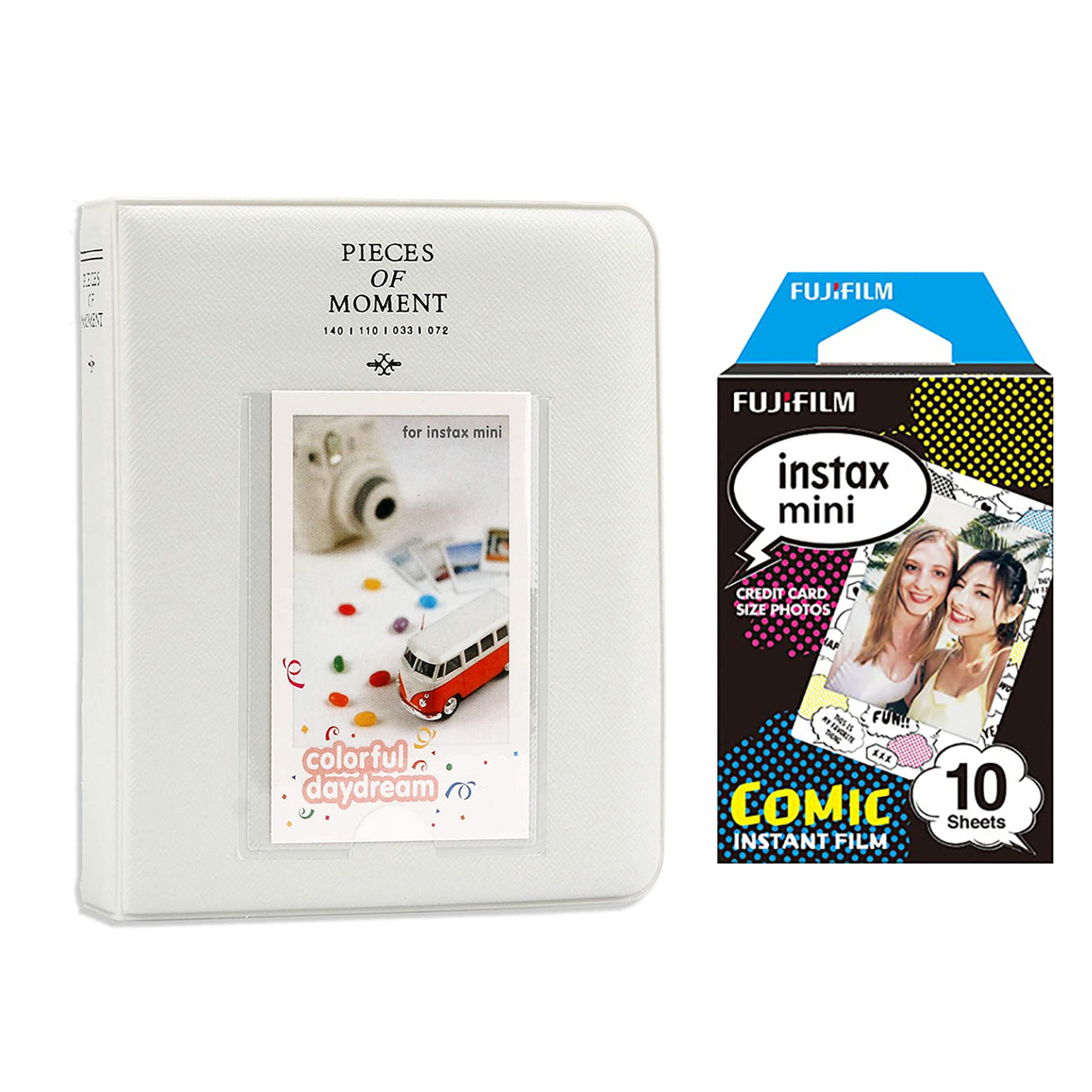 Fujifilm Instax Mini 10X1 comic Instant Film with Instax Time Photo Album 64 Sheets Ice white