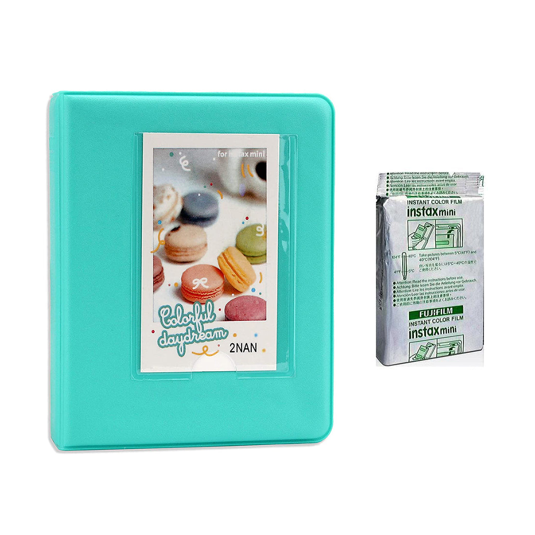 Fujifilm Instax Mini 10X1 confetti Instant Film with Instax Time Photo Album 64 Sheets Mint Green