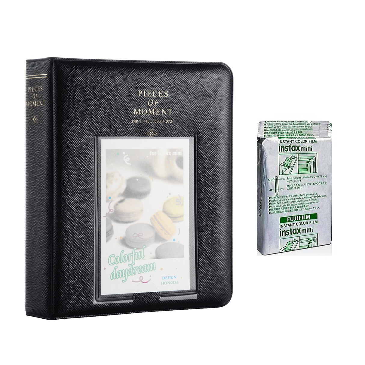 Fujifilm Instax Mini 10X1 confetti Instant Film with Instax Time Photo Album 64 Sheets Charcoal grey