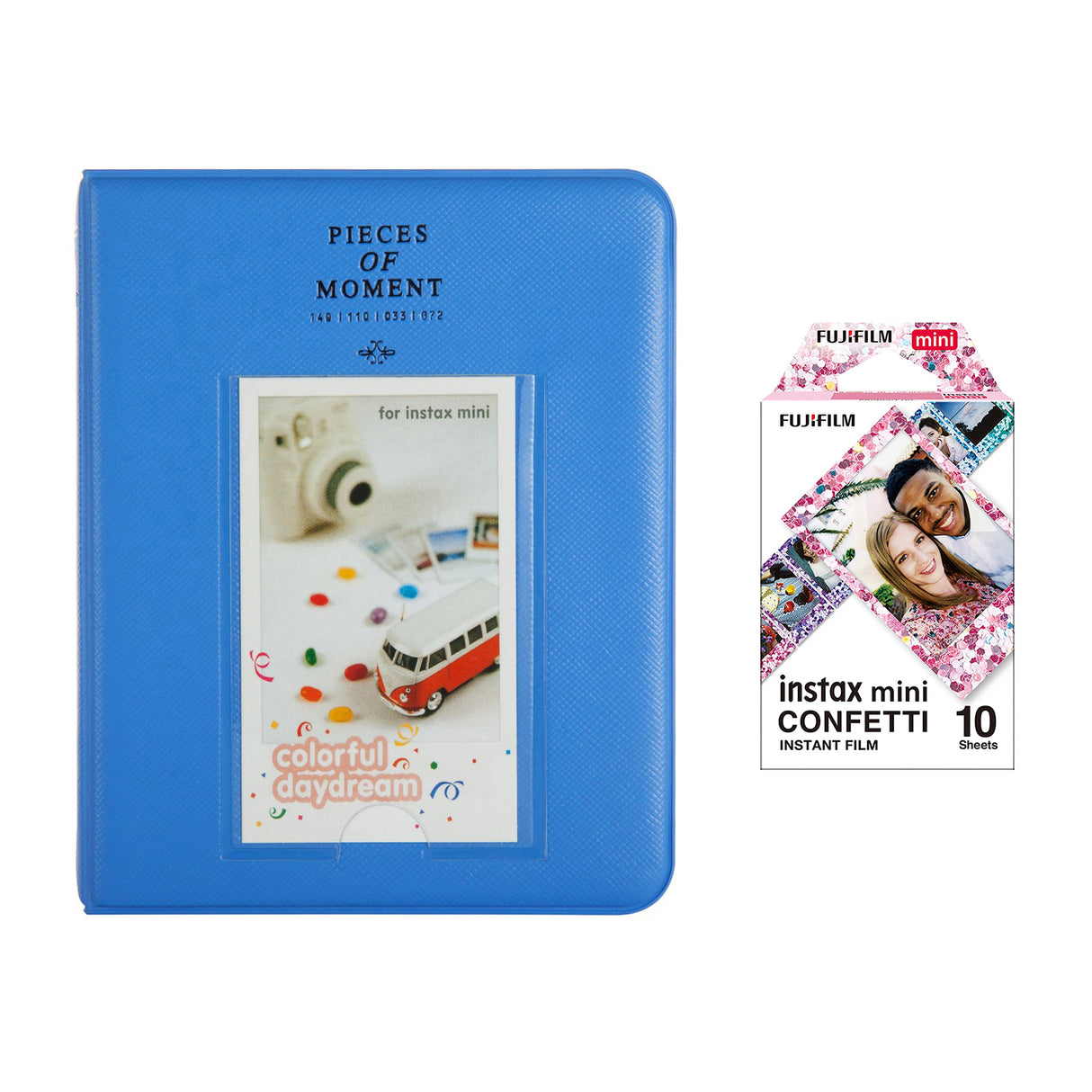 Fujifilm Instax Mini 10X1 confetti Instant Film with Instax Time Photo Album 64 Sheets Cobalt blue