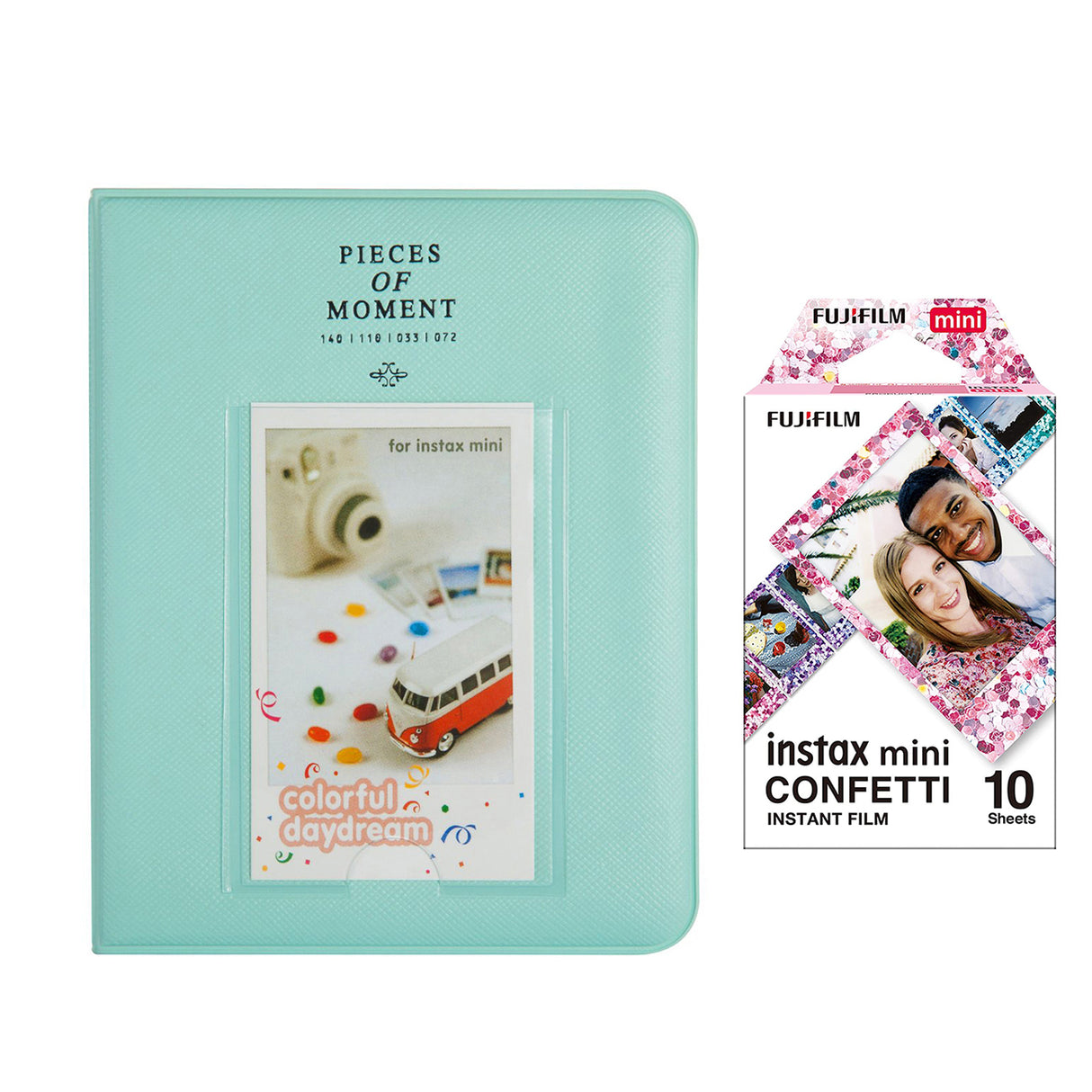 Fujifilm Instax Mini 10X1 confetti Instant Film with Instax Time Photo Album 64 Sheets Ice blue