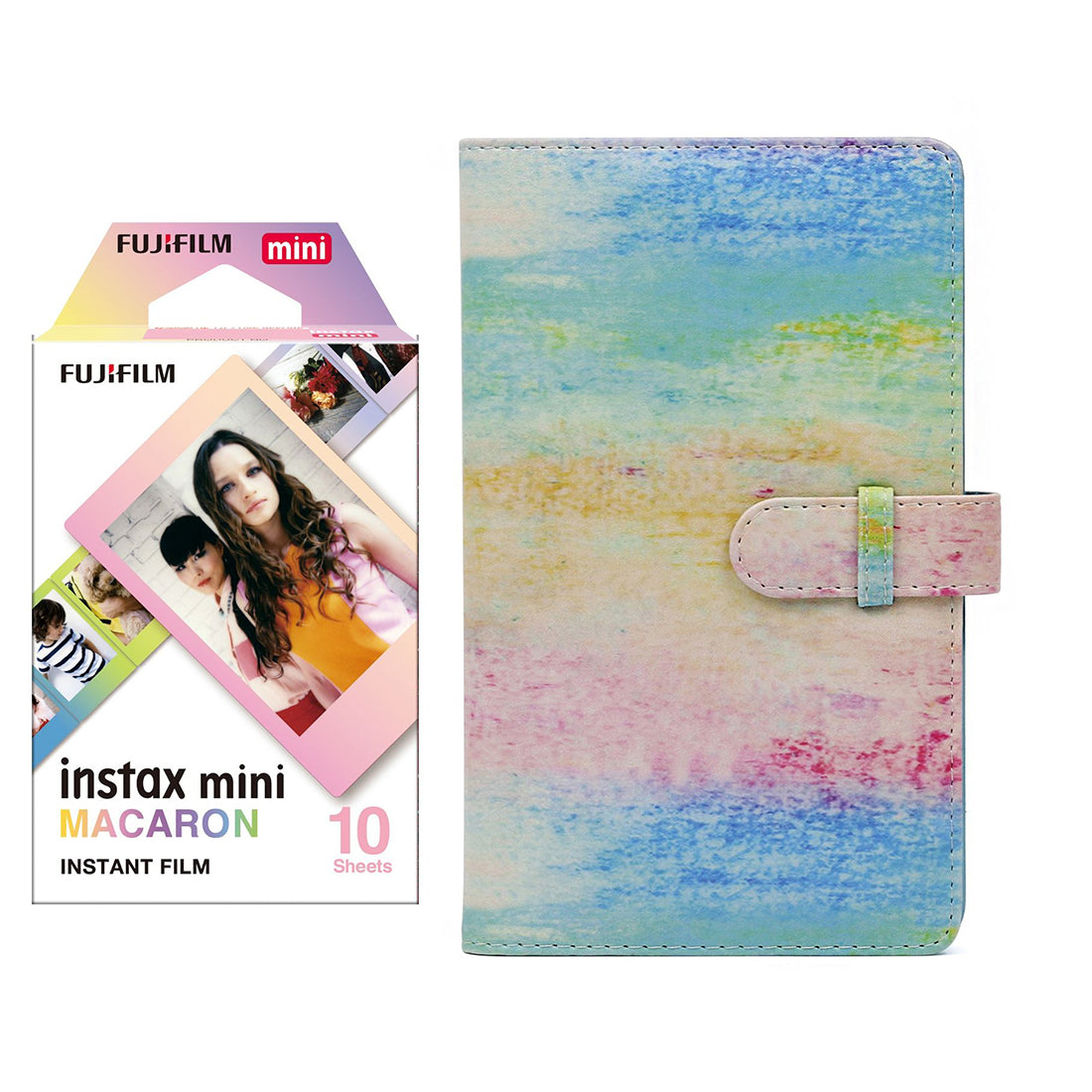 Fujifilm Instax Mini 10X1 macaron Instant Film with 96-sheet Album for mini film (Watercolor)