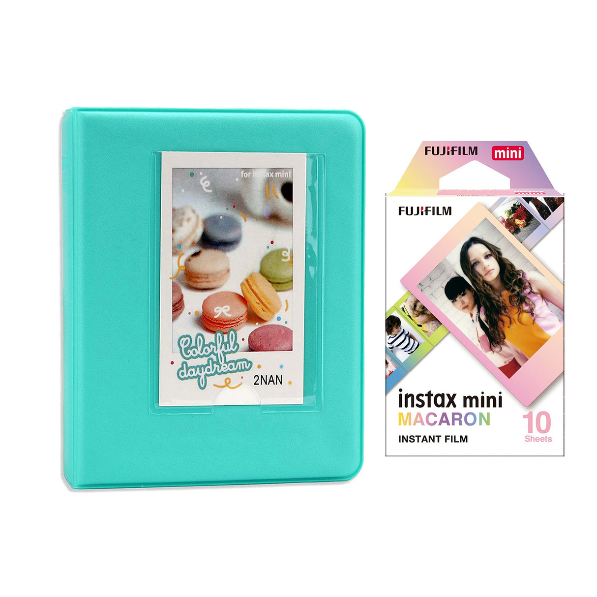 Fujifilm Instax Mini 10X1 macaron Instant Film with Instax Time Photo Album 64 Sheets Mint Green