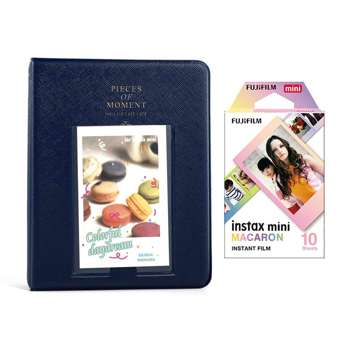 Fujifilm Instax Mini 10X1 macaron Instant Film with Instax Time Photo Album 64 Sheets Navy blue