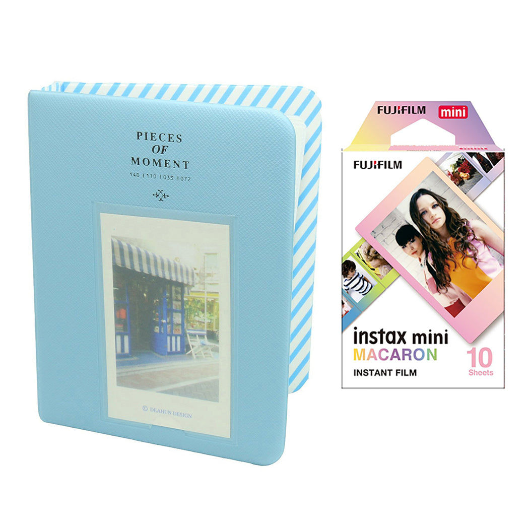 Fujifilm Instax Mini 10X1 macaron Instant Film with Instax Time Photo Album 64 Sheets Water Blue