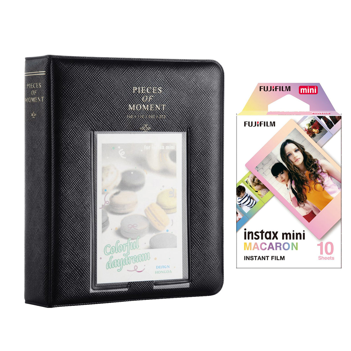 Fujifilm Instax Mini 10X1 macaron Instant Film with Instax Time Photo Album 64 Sheets Charcoal grey