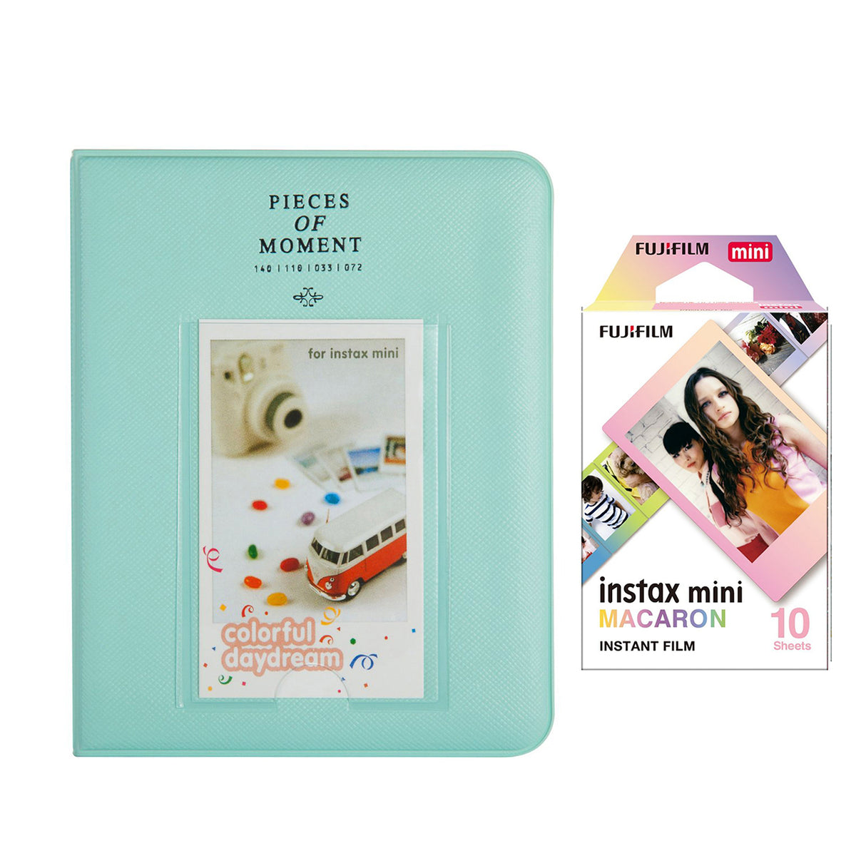 Fujifilm Instax Mini 10X1 macaron Instant Film with Instax Time Photo Album 64 Sheets Ice blue