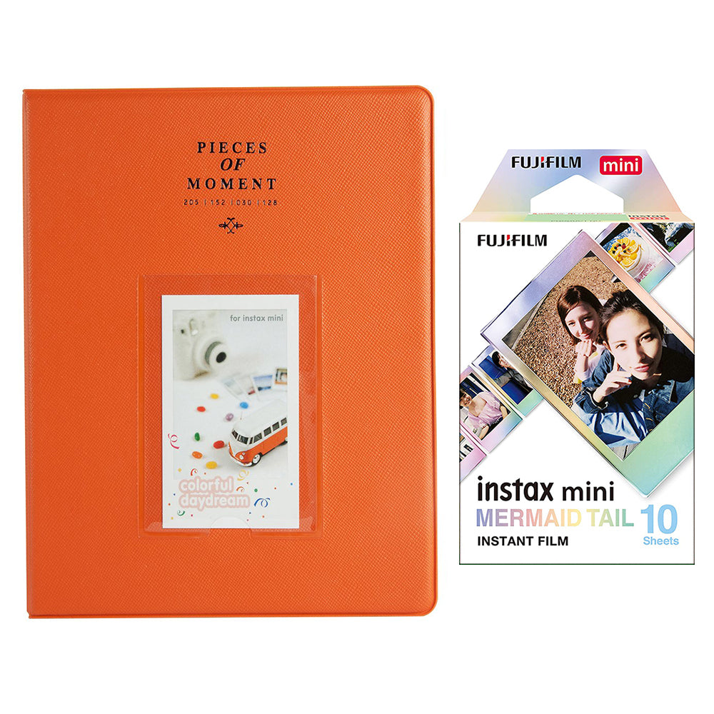 Fujifilm Instax Mini 10X1 mermaid tail Instant Film With 128-sheet Album for mini film Orange
