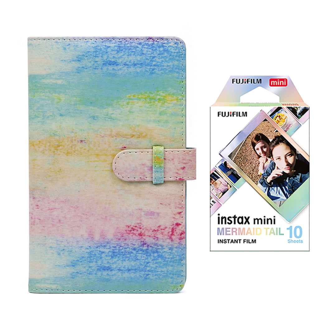Fujifilm Instax Mini 10X1 mermaid tail Instant Film with 96-sheet Album for mini film Watercolor