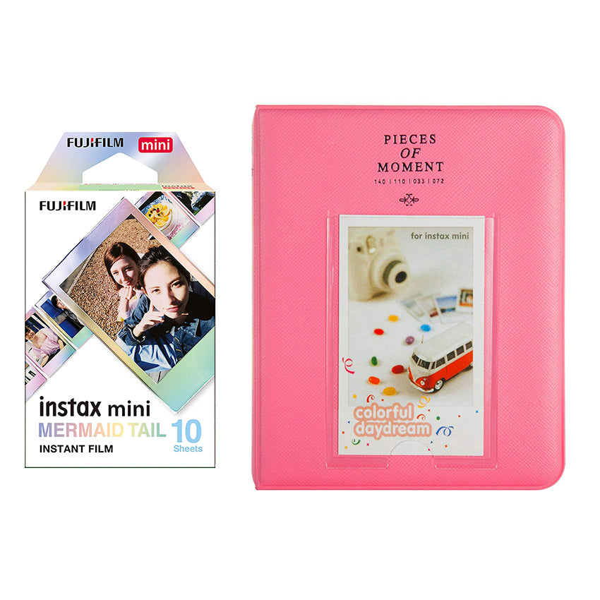 Fujifilm Instax Mini 10X1 mermaid tail Instant Film with Instax Time Photo Album 64 Sheets FLAMINGO PINK