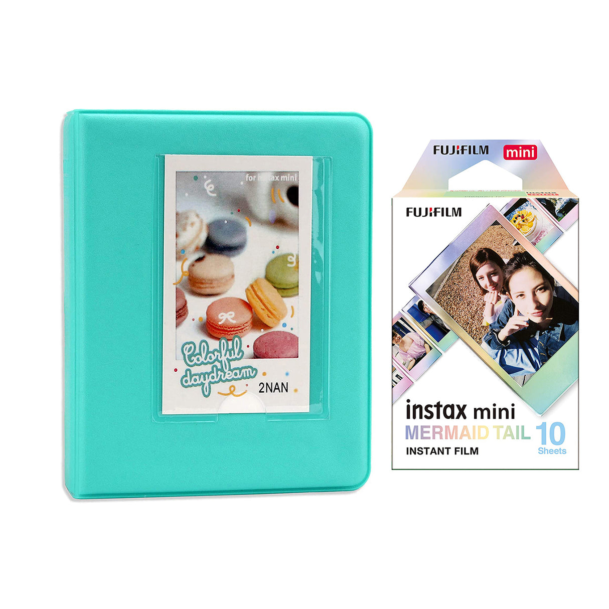 Fujifilm Instax Mini 10X1 mermaid tail Instant Film with Instax Time Photo Album 64 Sheets Mint Green