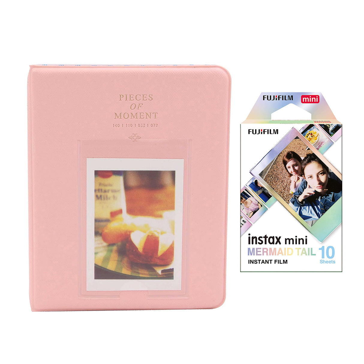 Fujifilm Instax Mini 10X1 mermaid tail Instant Film with Instax Time Photo Album 64 Sheets Peach pink