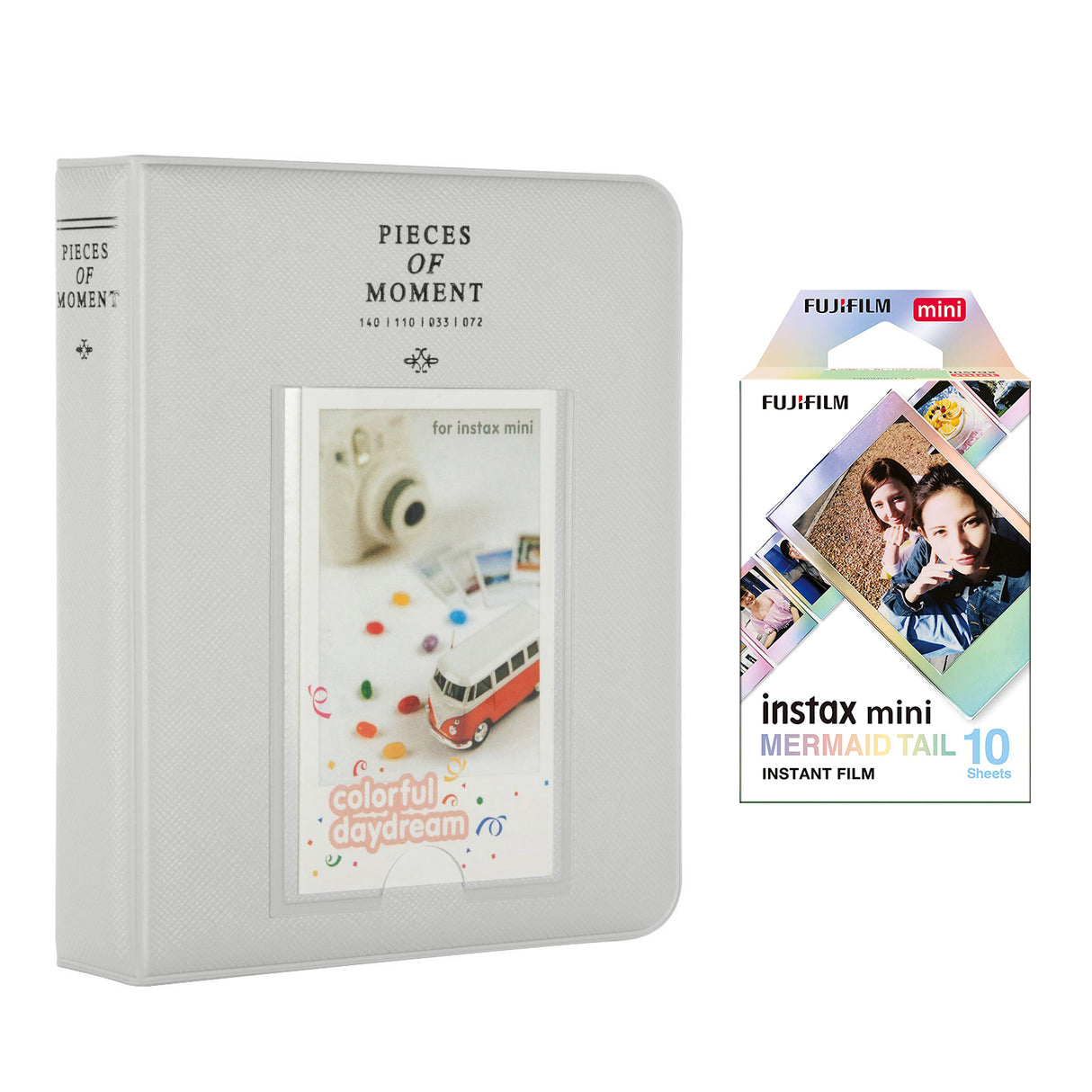 Fujifilm Instax Mini 10X1 mermaid tail Instant Film with Instax Time Photo Album 64 Sheets Smokey white