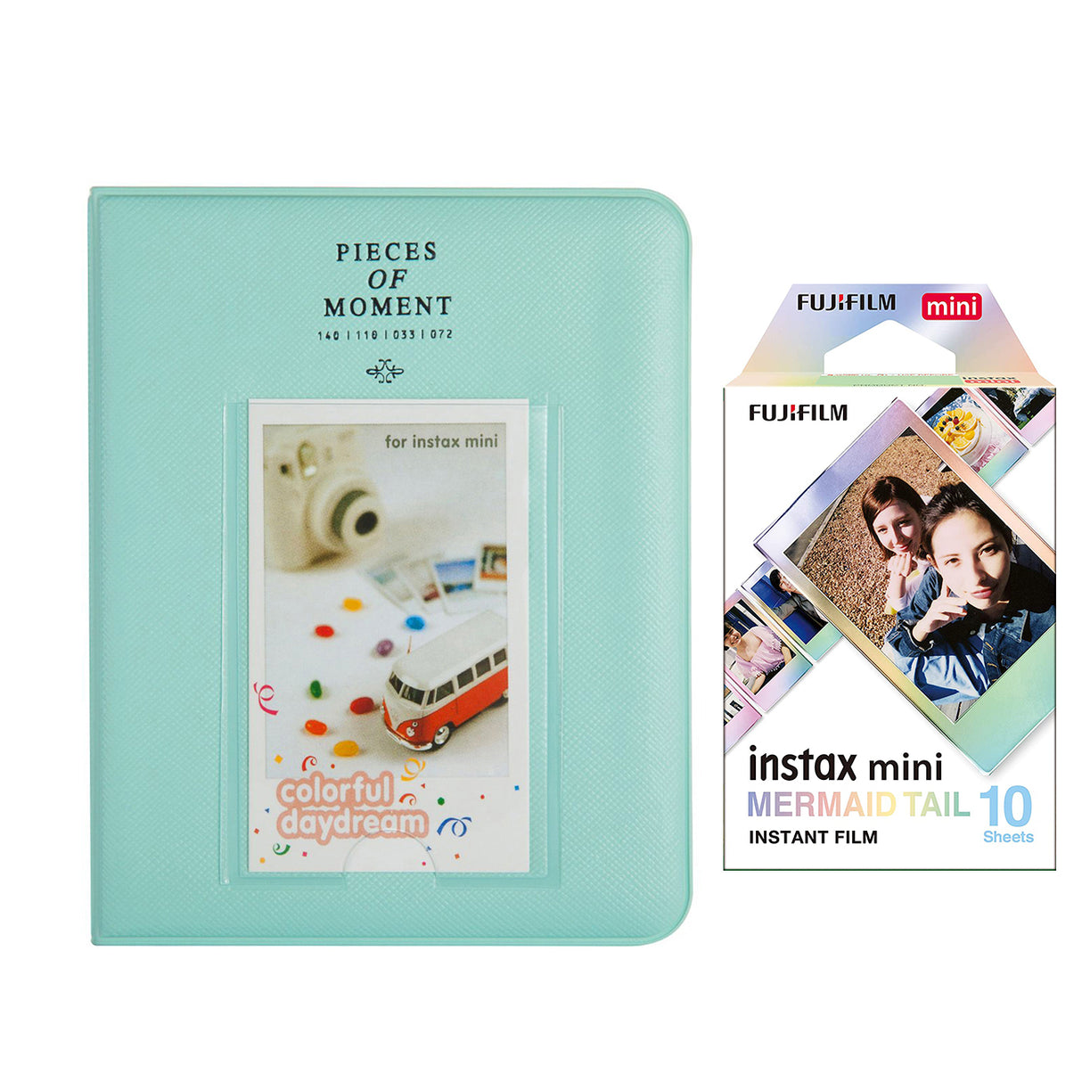 Fujifilm Instax Mini 10X1 mermaid tail Instant Film with Instax Time Photo Album 64 Sheets Ice blue