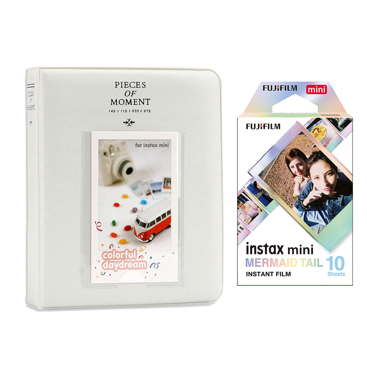Fujifilm Instax Mini 10X1 mermaid tail Instant Film with Instax Time Photo Album 64 Sheets Ice white
