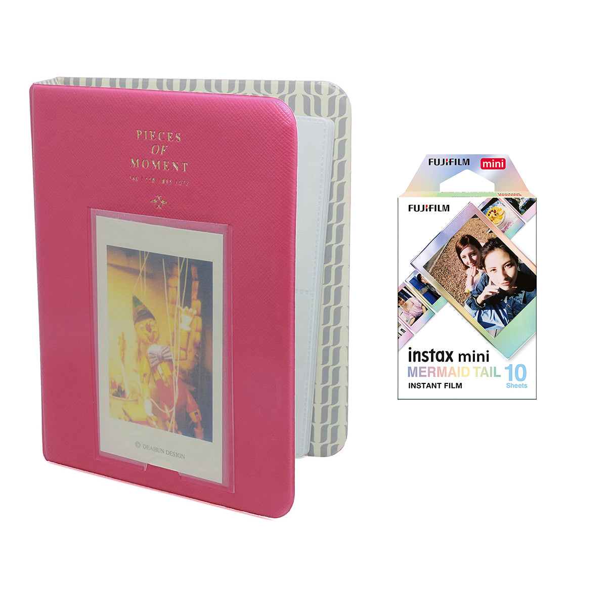 Fujifilm Instax Mini 10X1 mermaid tail Instant Film with Instax Time Photo Album 64 Sheets Rose red