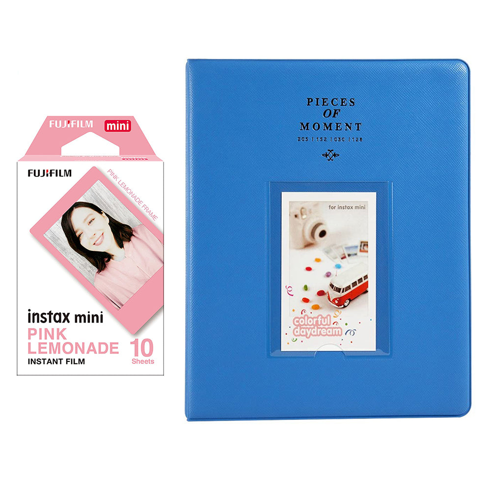 Fujifilm Instax Mini 10X1 pink lemonade Instant Film With 128-sheet Album for mini film Cobalt blue