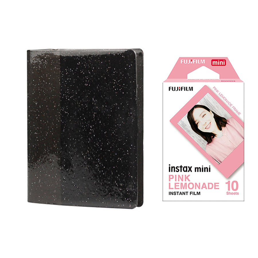 Fujifilm Instax Mini 10X1 pink lemonade Instant Film with 64-Sheets Album For Mini Film 3 inch Charcoal gray