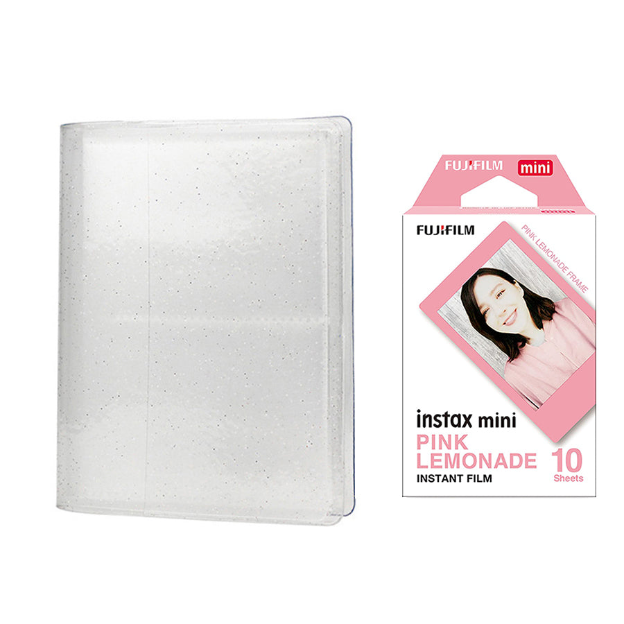Fujifilm Instax Mini 10X1 pink lemonade Instant Film with 64-Sheets Album For Mini Film 3 inch lce white