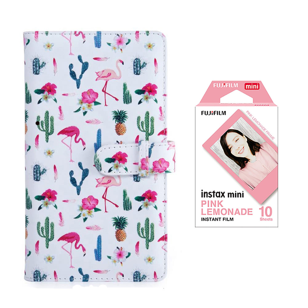 Fujifilm Instax Mini 10X1 pink lemonade Instant Film with 96-sheet Album for mini film Flamingo catus