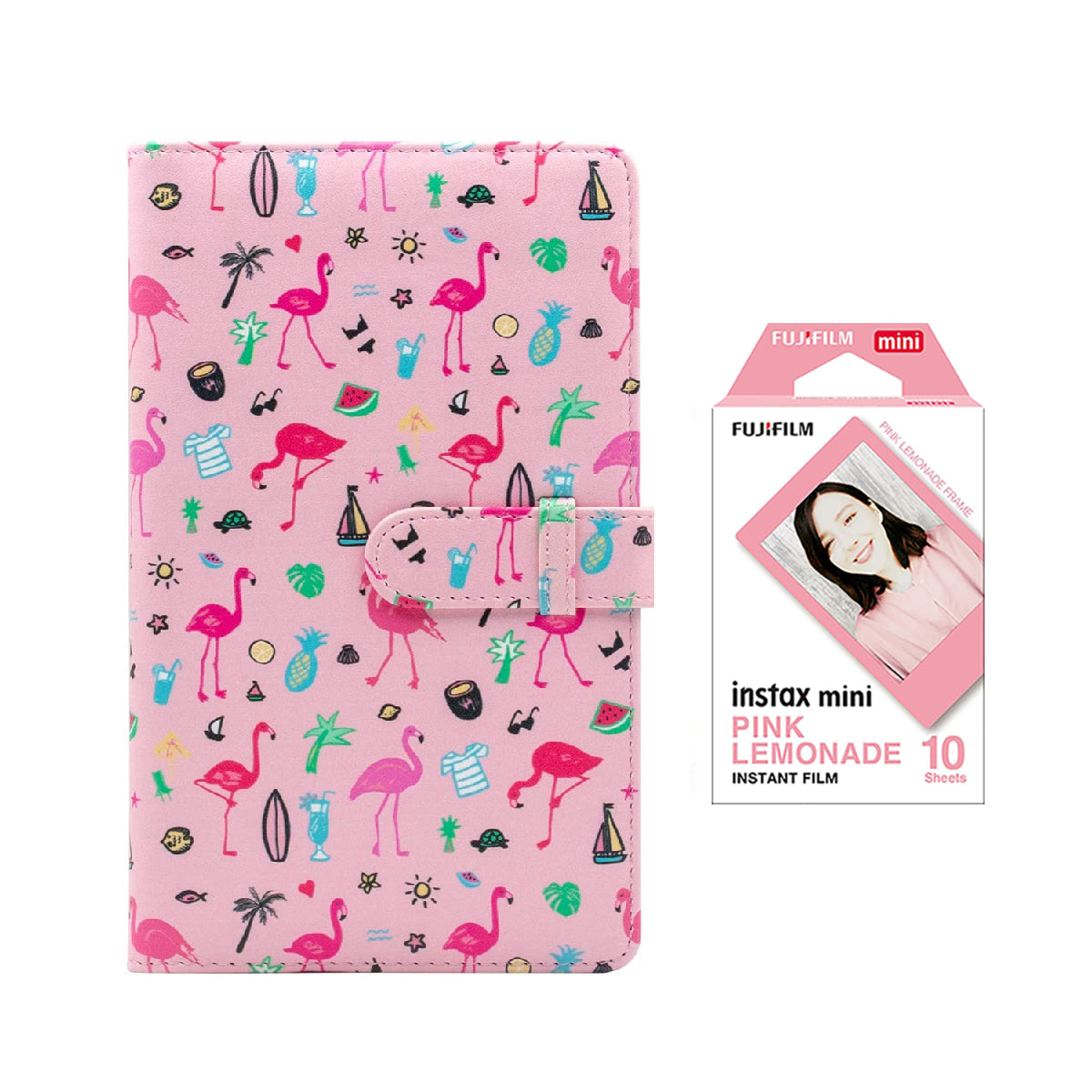 Fujifilm Instax Mini 10X1 pink lemonade Instant Film with 96-sheet Album for mini film Flamingo watermelon
