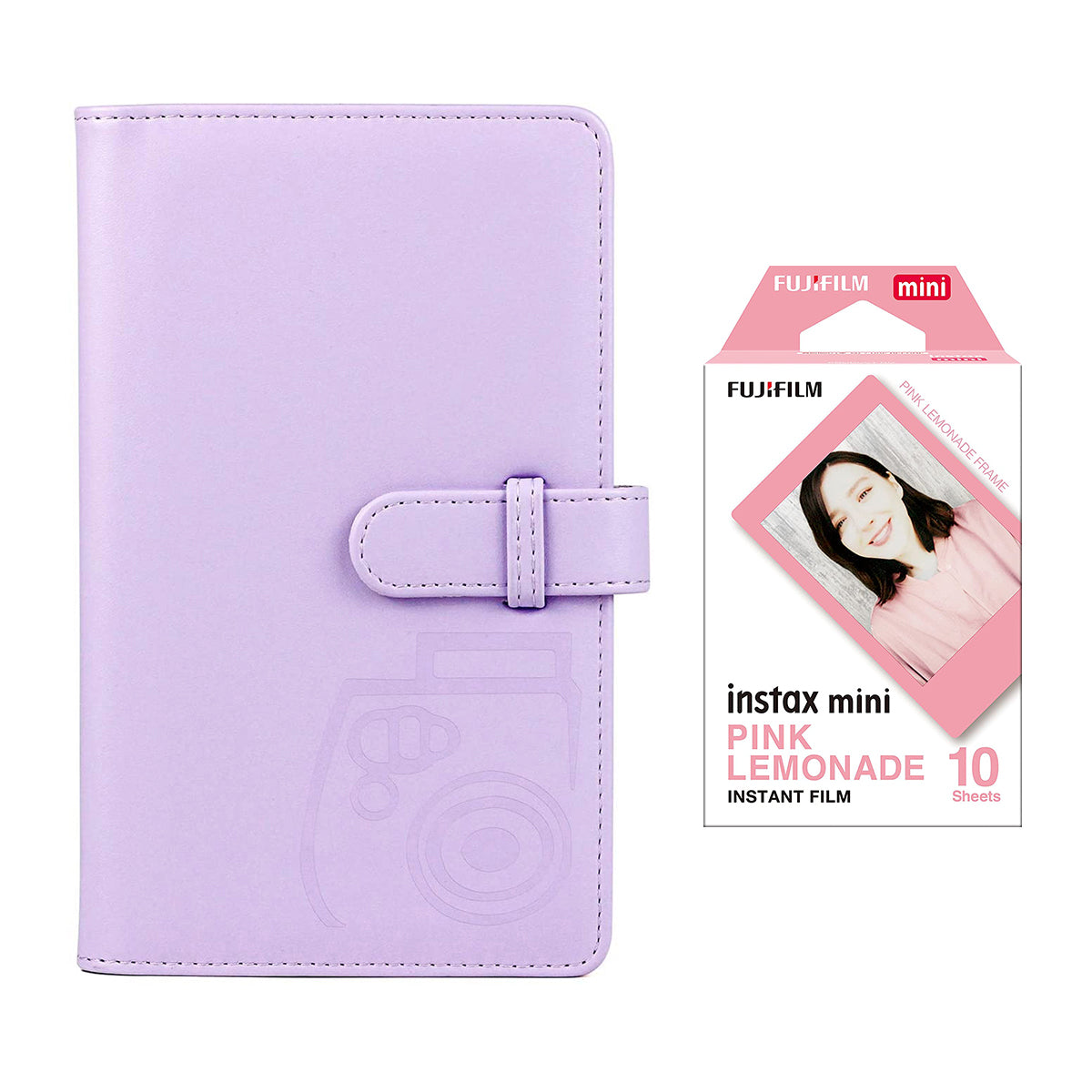 Fujifilm Instax Mini 10X1 pink lemonade Instant Film with 96-sheet Album for mini film Lilac purple