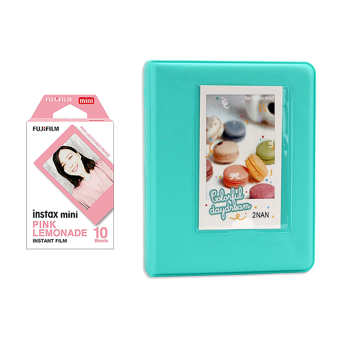Fujifilm Instax Mini 10X1 pink lemonade Instant Film with Instax Time Photo Album 64 Sheets Mint Green