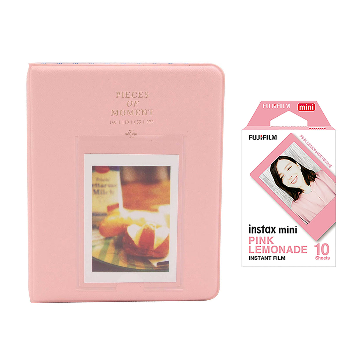 Fujifilm Instax Mini 10X1 pink lemonade Instant Film with Instax Time Photo Album 64 Sheets Peach pink