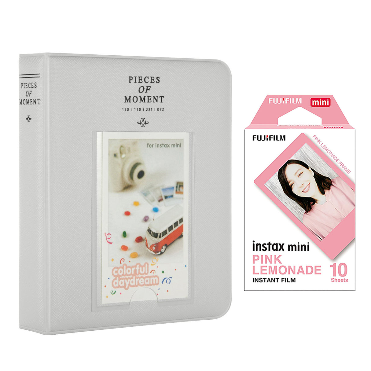 Fujifilm Instax Mini 10X1 pink lemonade Instant Film with Instax Time Photo Album 64 Sheets Smokey White