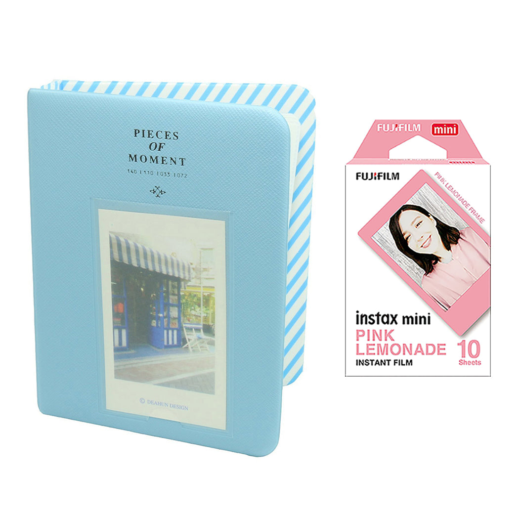 Fujifilm Instax Mini 10X1 pink lemonade Instant Film with Instax Time Photo Album 64 Sheets Water Blue