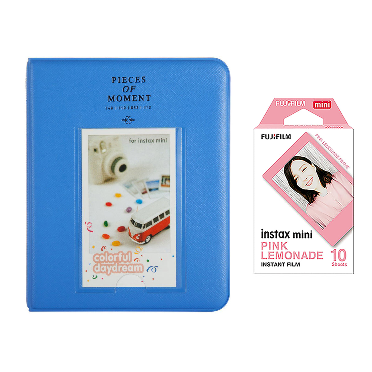 Fujifilm Instax Mini 10X1 pink lemonade Instant Film with Instax Time Photo Album 64 Sheets Cobalt blue