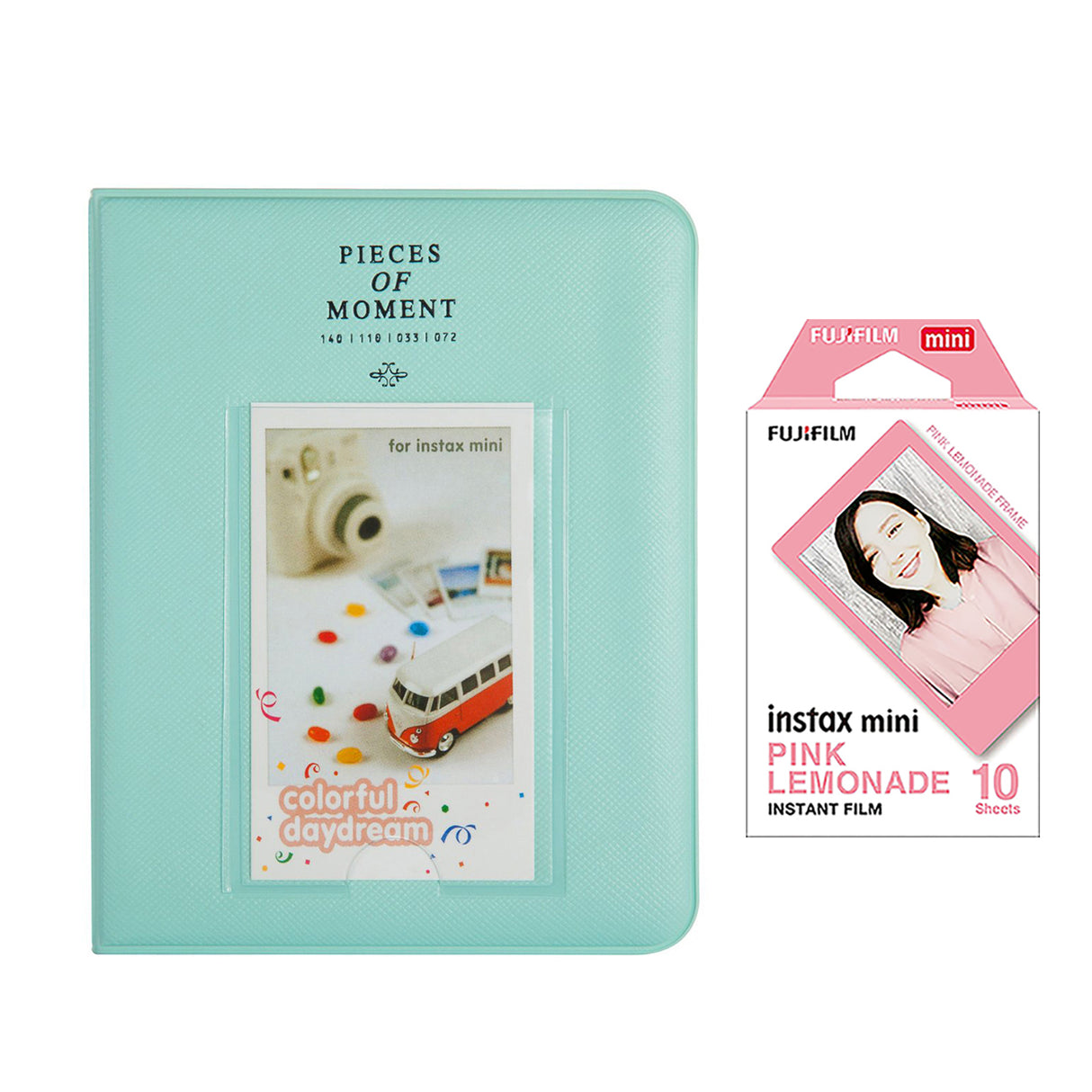 Fujifilm Instax Mini 10X1 pink lemonade Instant Film with Instax Time Photo Album 64 Sheets Ice blue