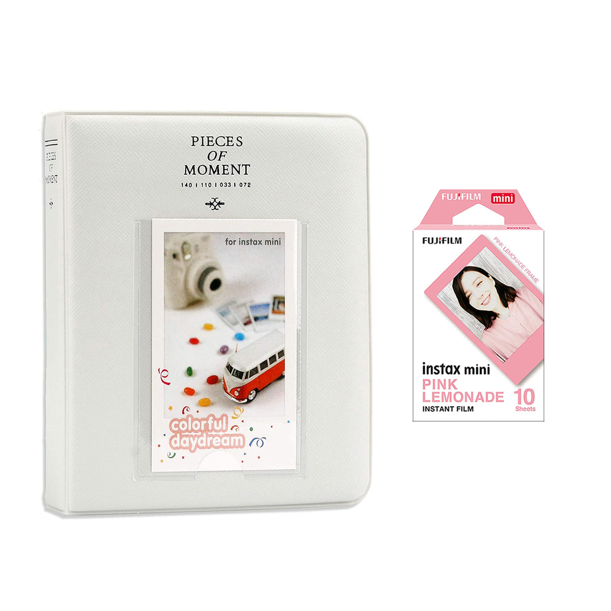Fujifilm Instax Mini 10X1 pink lemonade Instant Film with Instax Time Photo Album 64 Sheets Ice white