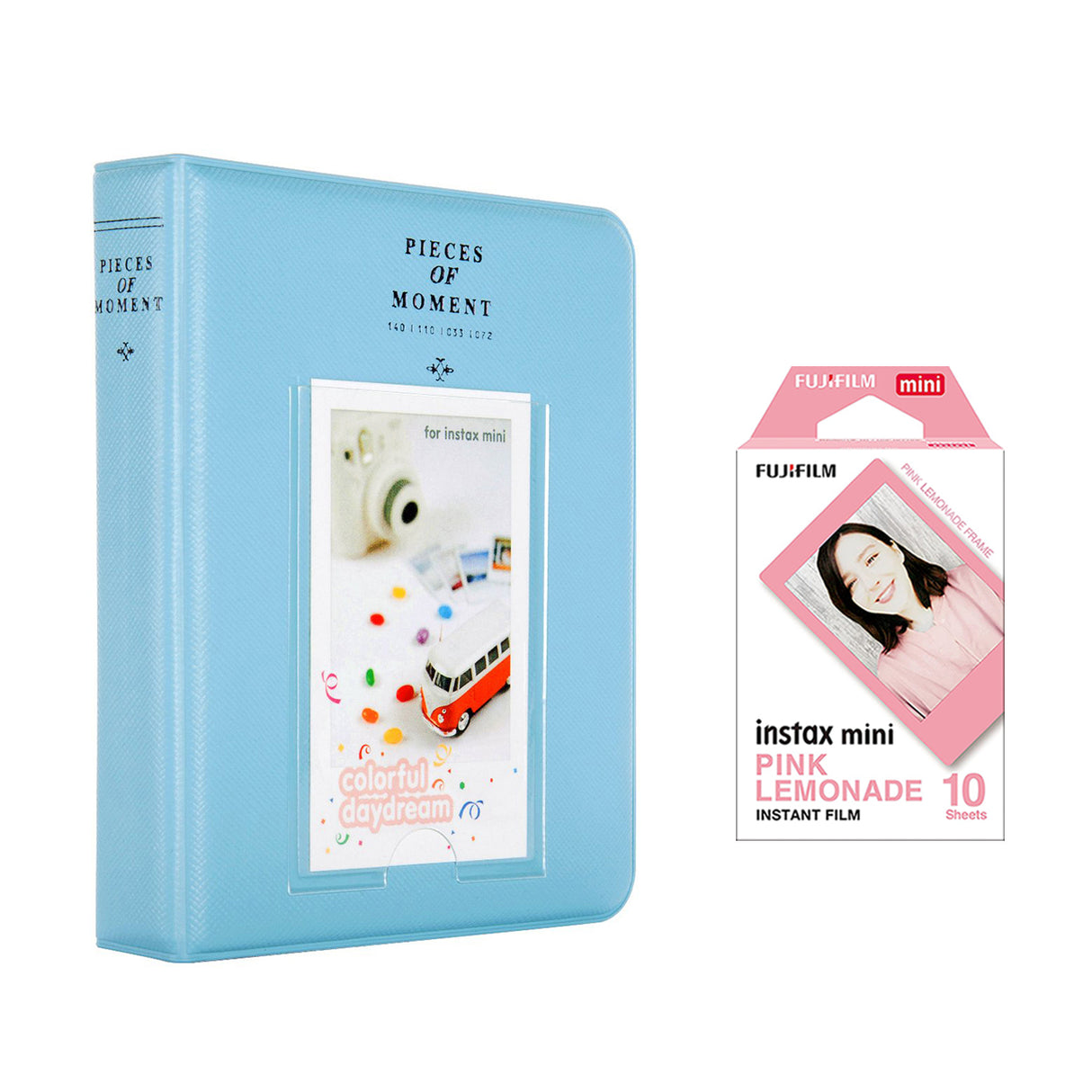 Fujifilm Instax Mini 10X1 pink lemonade Instant Film with Instax Time Photo Album 64 Sheets Sky blue